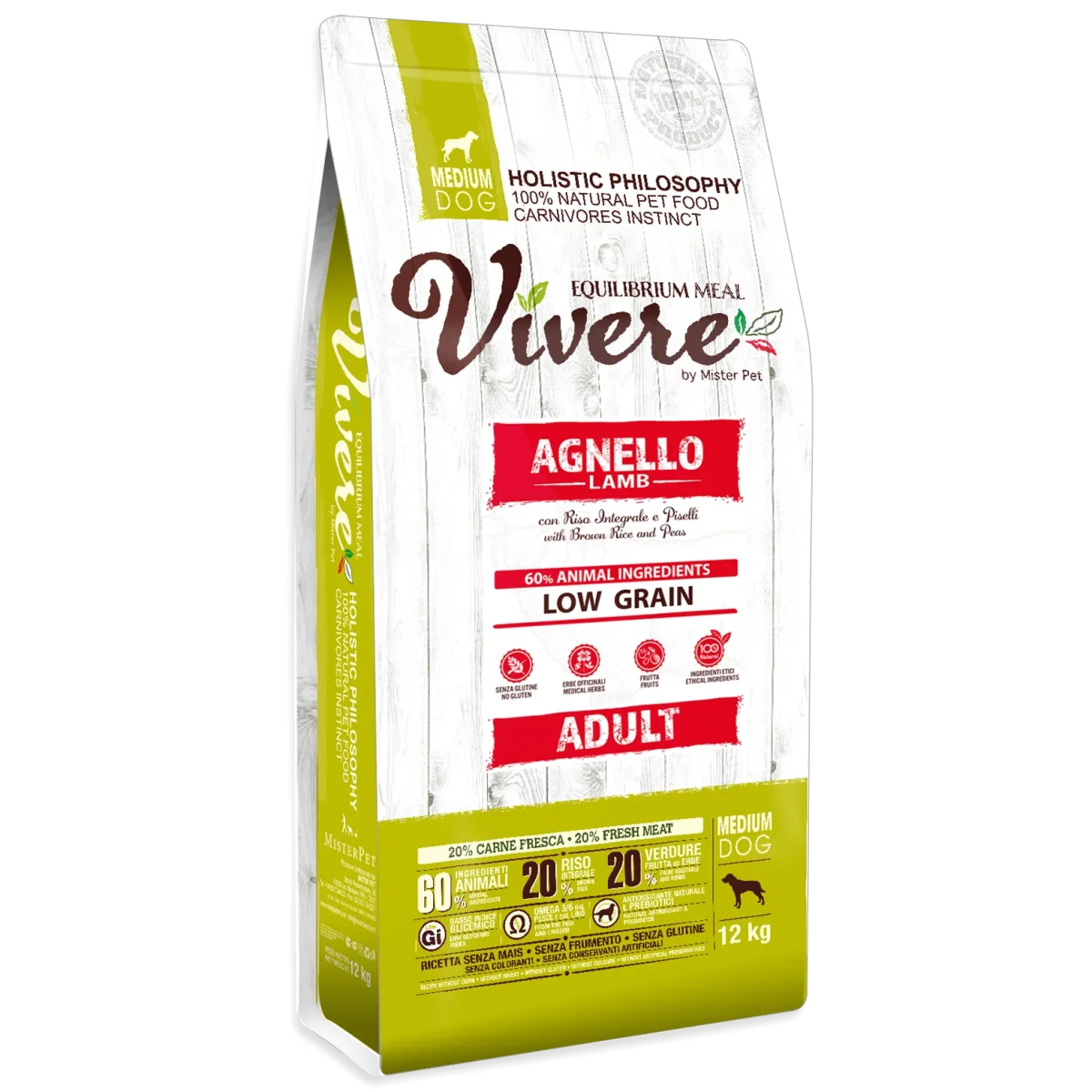 Vivere Cane Adulto Low Grain Medium Agnello (Kg/Size: 12)