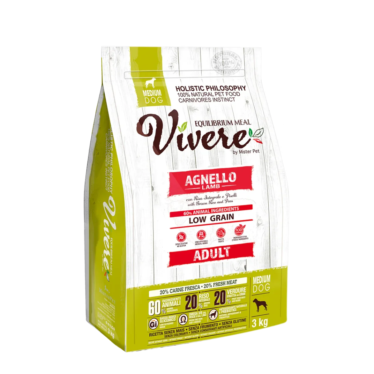 Vivere Cane Adulto Low Grain Medium Agnello (Kg/Size: 3)