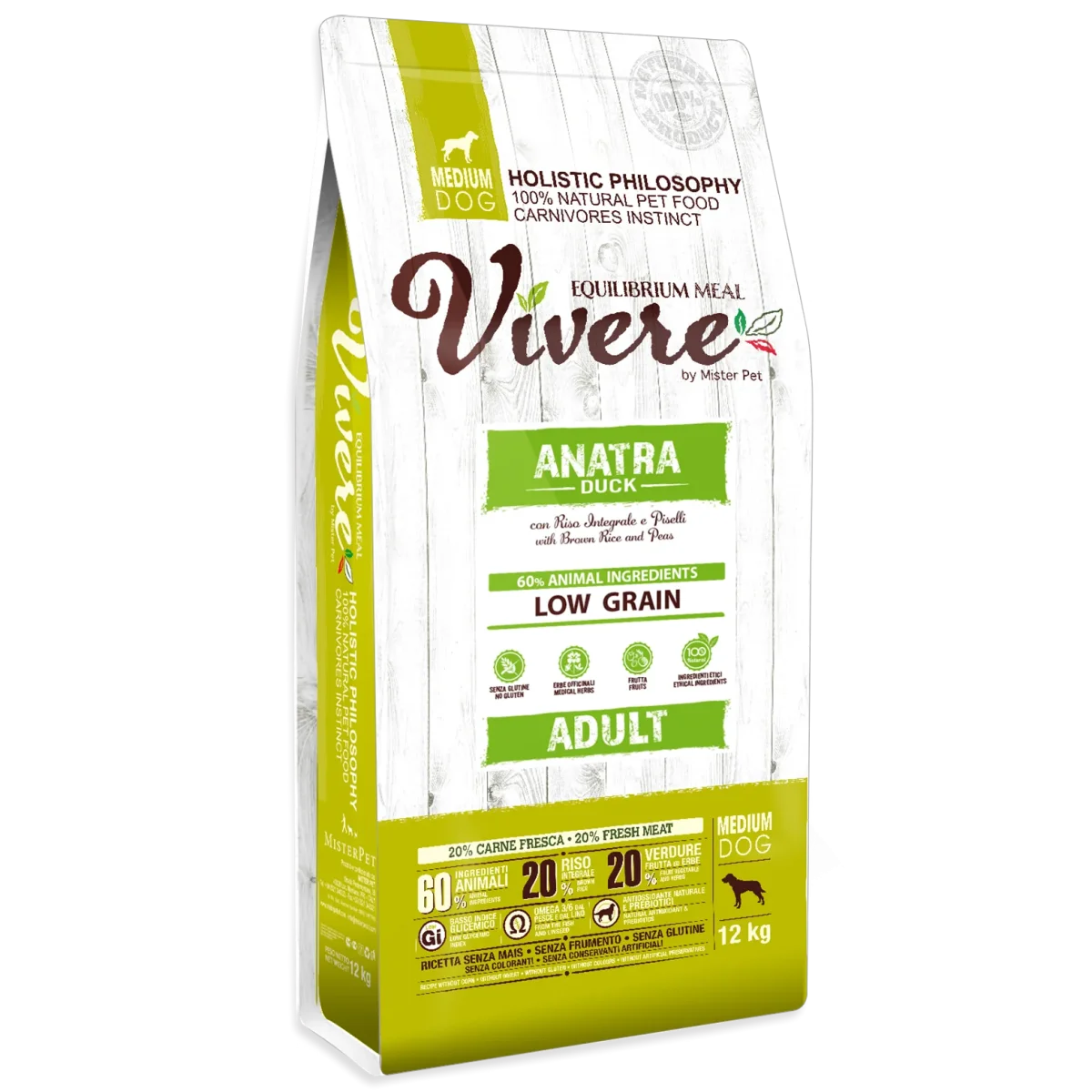 Vivere Cane Adulto Low Grain Medium Anatra (Kg/Size: 12)