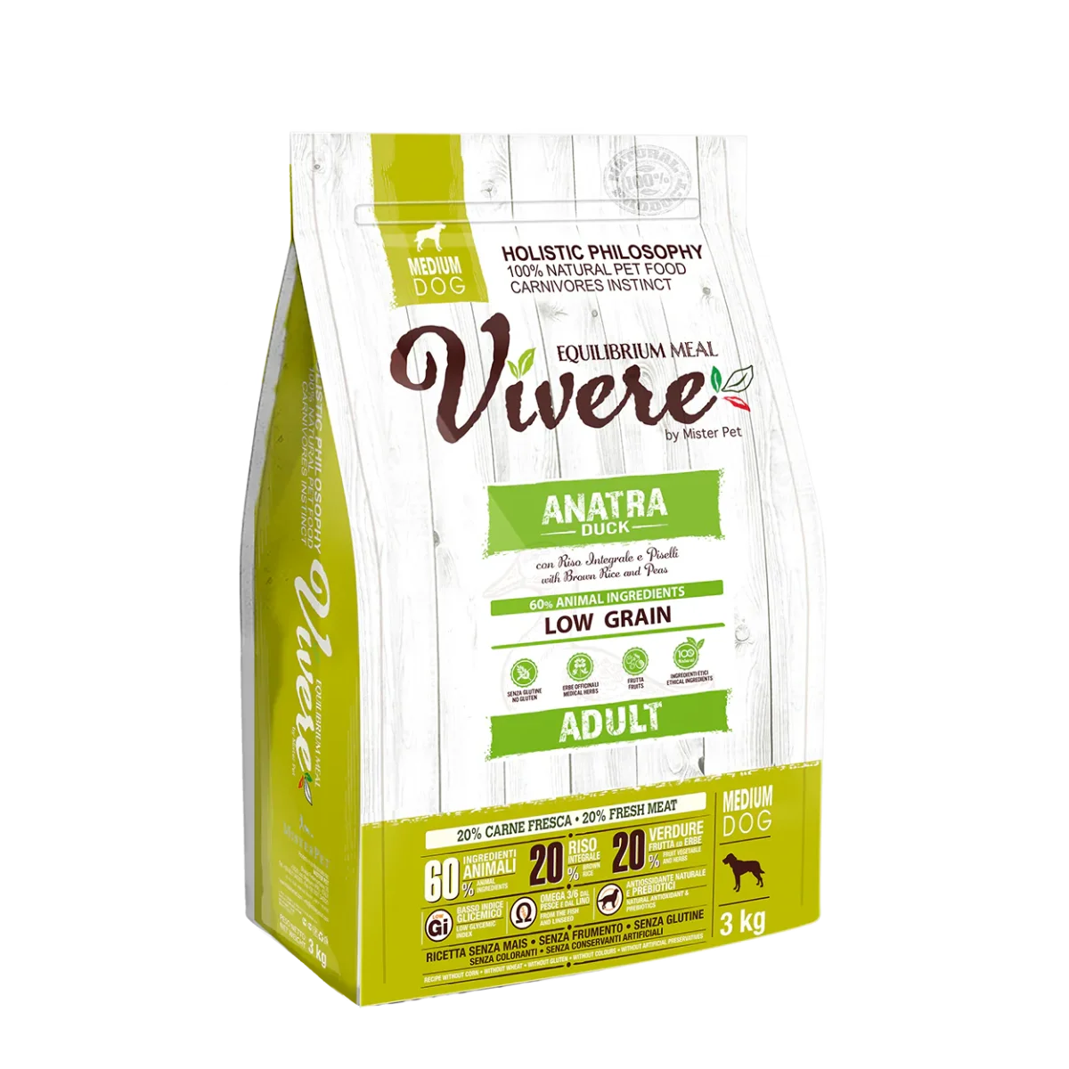 Vivere Cane Adulto Low Grain Medium Anatra (Kg/Size: 3)