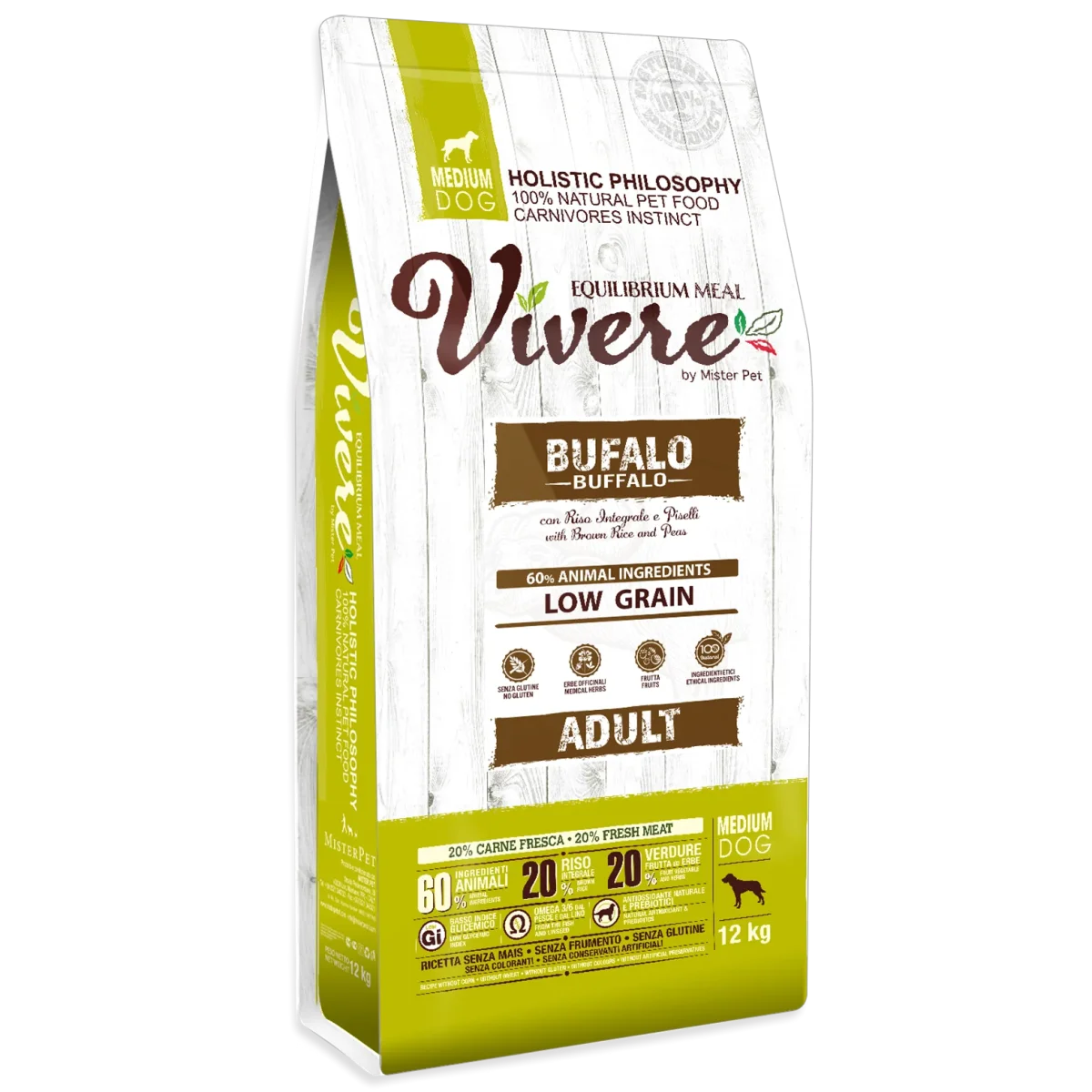 Vivere Cane Adulto Low Grain Medium Bufalo (Kg/Size: 12) - immagine 2
