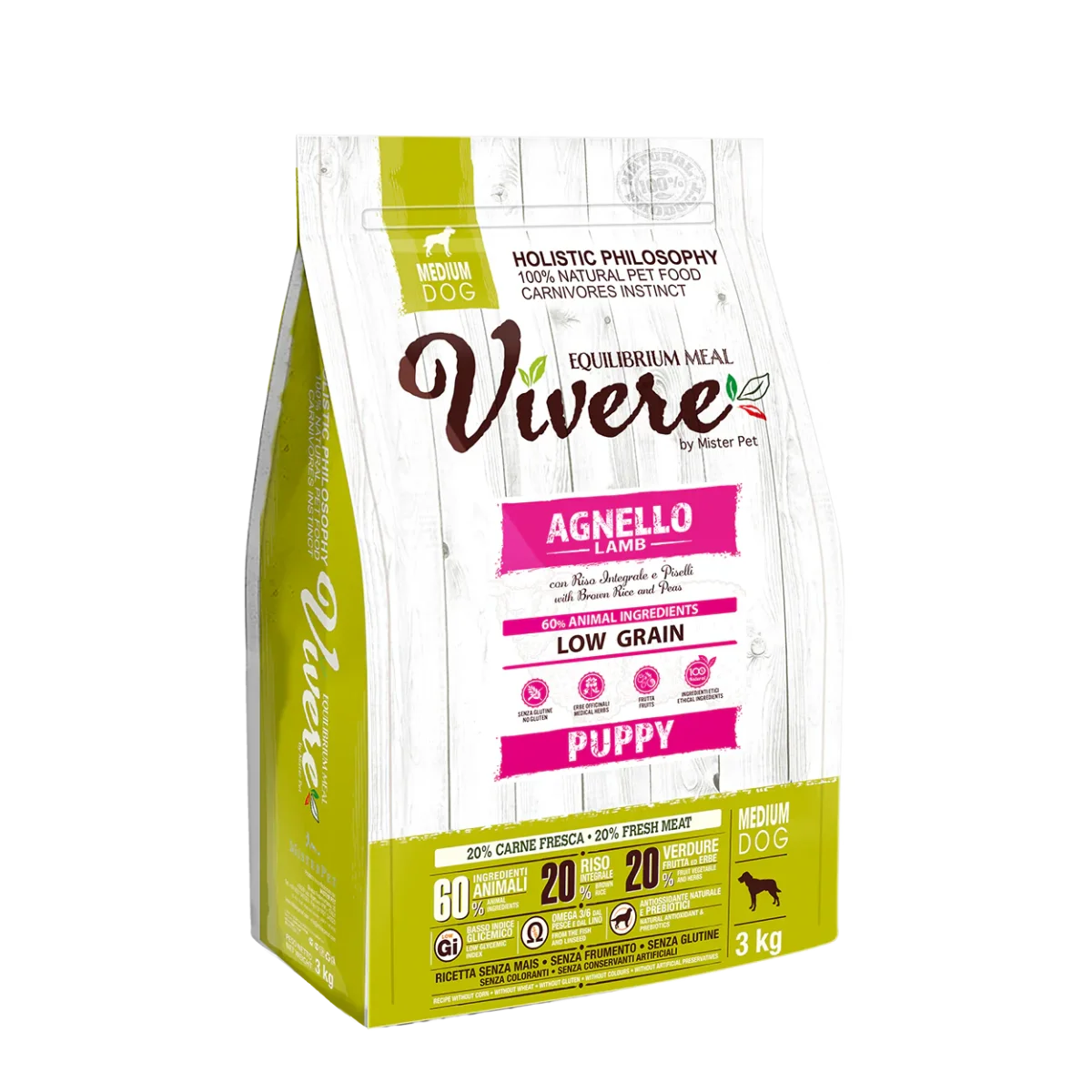Vivere Cane Puppy Low Grain Medium Agnello (Kg/Size: 3) - immagine 2