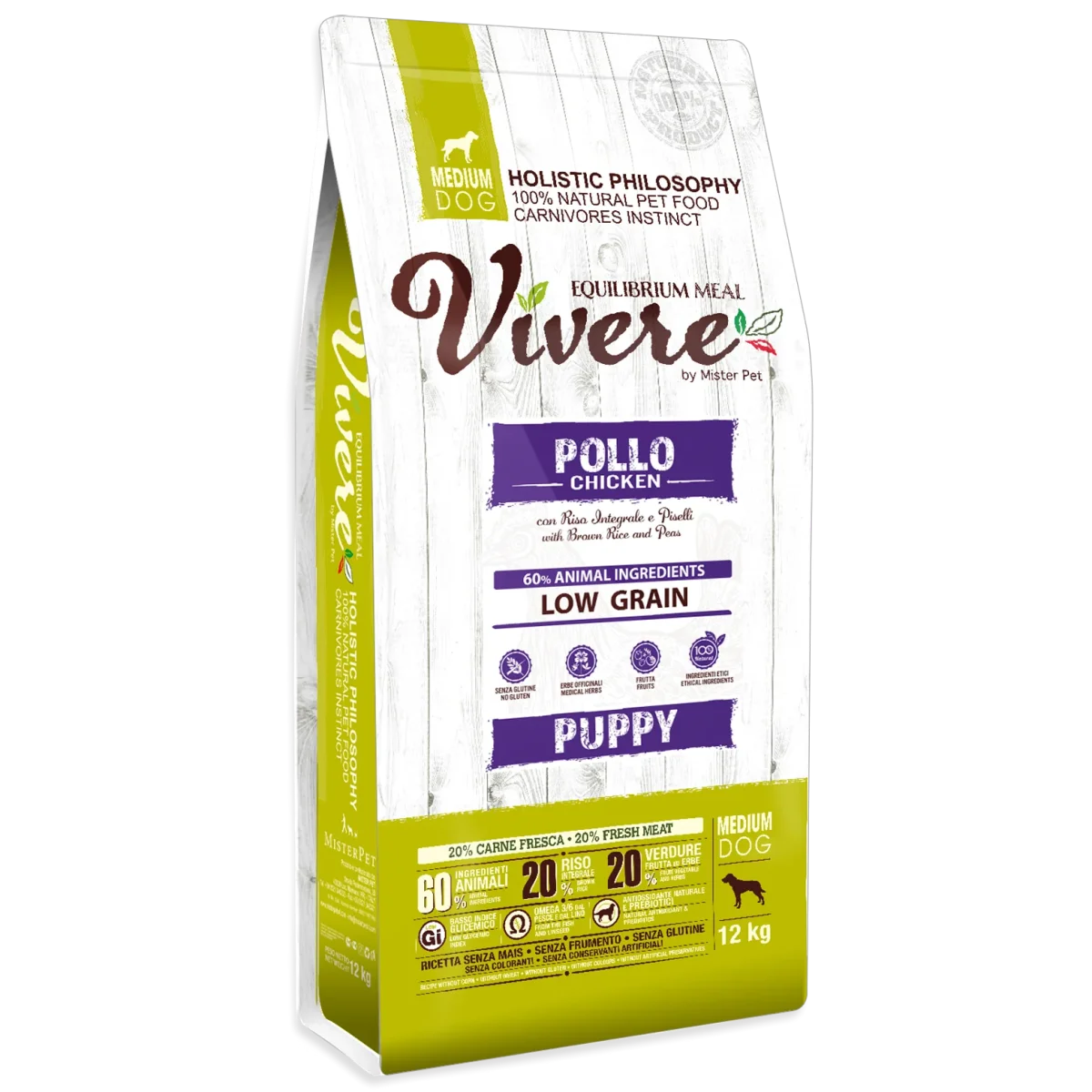 Vivere Cane Puppy Low Grain Medium Pollo (Kg/Size: 12)