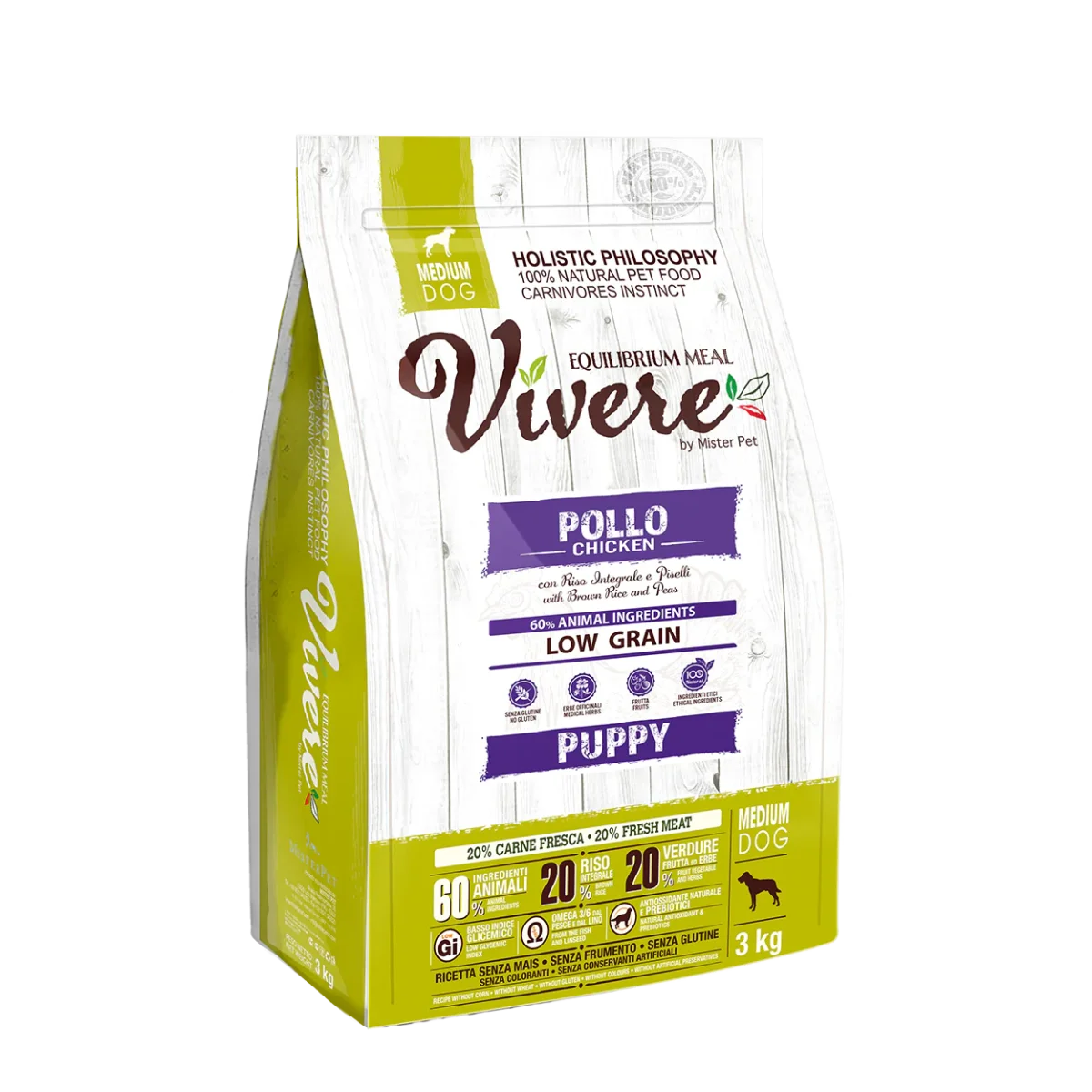 Vivere Cane Puppy Low Grain Medium Pollo (Kg/Size: 3) - immagine 2