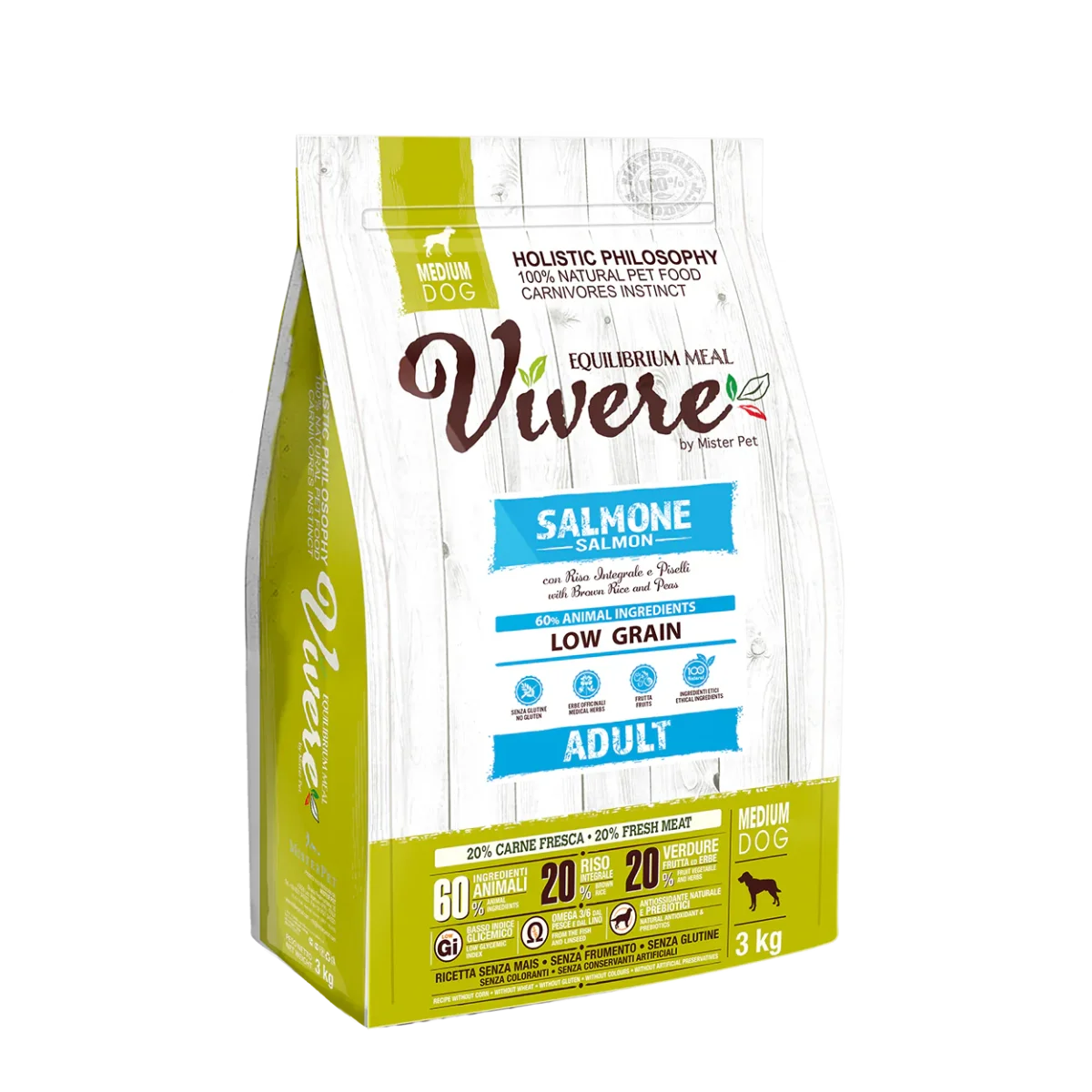 Vivere Cane Adulto Low Grain Medium Salmone (Kg/Size: 3) - immagine 2