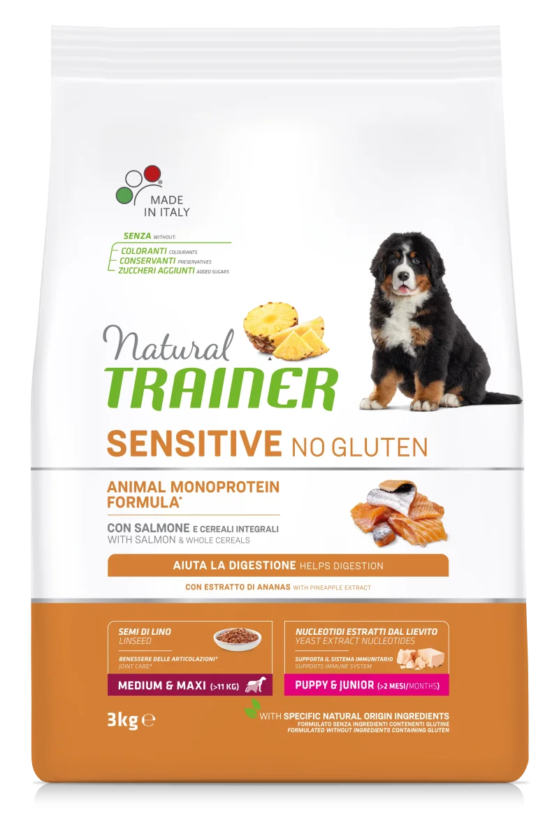 Trainer Natural Sensitive No Gluten Medium&Maxi Puppy&junior Con Salmone (Kg/Size:3) - immagine 2
