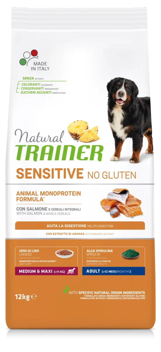 Trainer Natural Sensitive No Gluten Adult Medium&Maxi Con Salmone (Kg/Size:12)