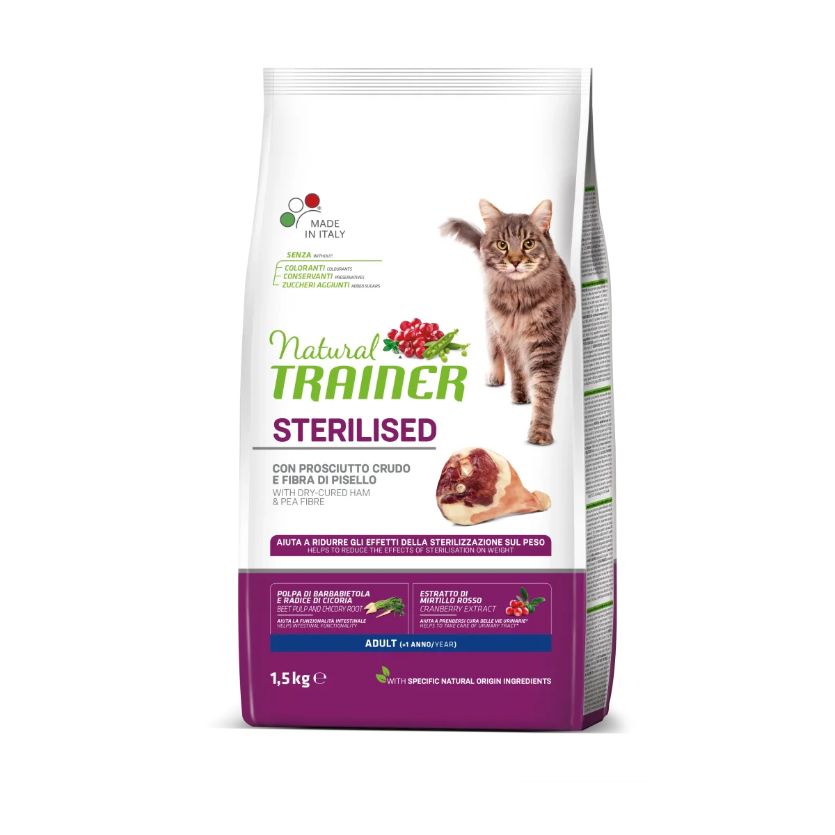 Trainer Natural Cat Sterilised Con Prosciutto Crudo(+1) (Kg/Size:1,5)