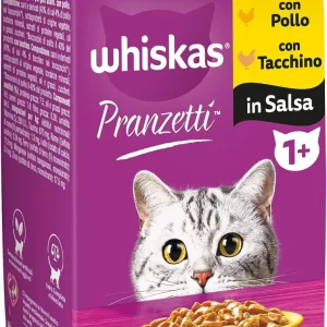 Whiskas Pranzetti Carni Bianche in Salsa con Pollo e Tacchino 6x50gr
