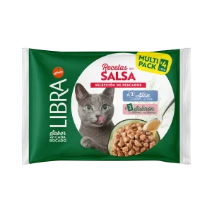 Libra cat Flowpack Bocconi in Salsa Tonno/Salmone x 4 (Kg/Size: 0,085)
