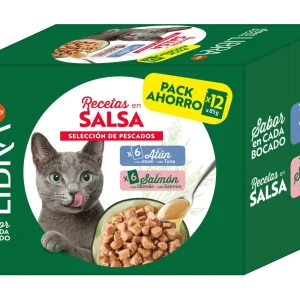 Libra Cat Multipack Bocconi in Salsa gusti Salmone/Tonno x 12 (Kg/Size: 0,085)