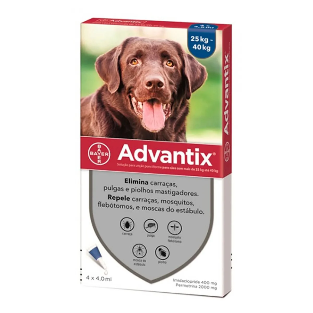 Advantix Per Cani Oltre 25kg Fino A 40kg 4 pipette (Kg/Size:0,1) - immagine 2