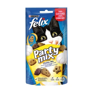 FELIX Party Mix Gatto Snack Cheezy Mix Aromatizzato con formaggio Cheddar, Gouda e Edamer