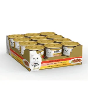 GOURMET Gold Gatto Dadini in Salsa con Manzo, con Salmone e Pollo, con Pollo e Fegato 24x85gr