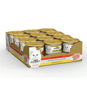 GOURMET Gold Gatto Mousse con Manzo, con Pesce dell'Oceano, con Pollo