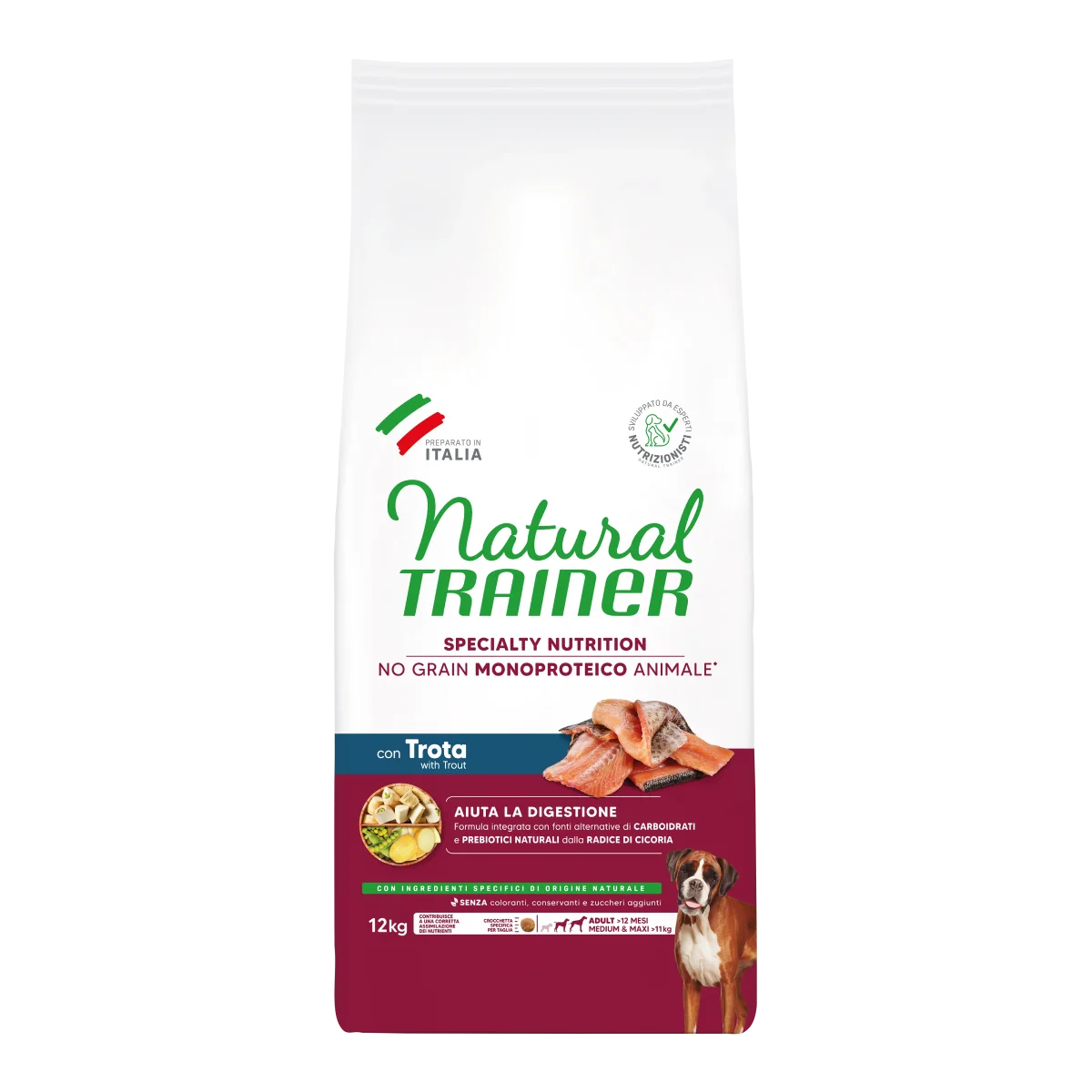 Natural Trainer Sensitive No Grain Adult Medium/Maxi con Trota (Kg/Size:12) - immagine 2