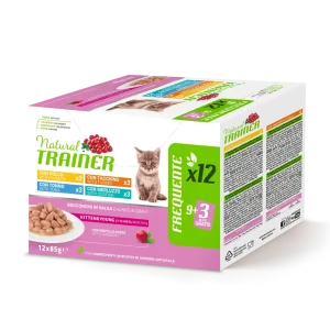 Trainer Natural Cat Multipack Kitten 4 Gusti Merluzzo,Tonno, Tacchino Pollo (Kg/Size: 0,085)