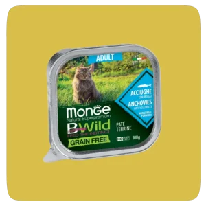 Monge BWild - Umido gatto - Paté terrine Acciughe con Ortaggi – Adult