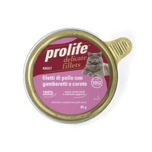 Prolife Delicate Fillets Filetti di Pollo con Gamberetti e Carote - umido gatto 85g