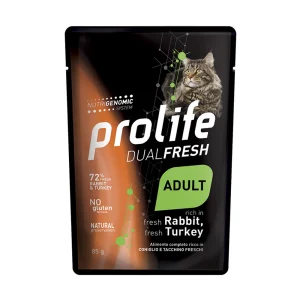 Prolife Dual Fresh adult Coniglio & Tacchino 85gr umido gatto in bustina