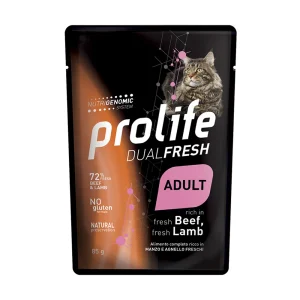 Prolife Dual Fresh adult Manzo & Agnello 85gr umido gatto in bustina