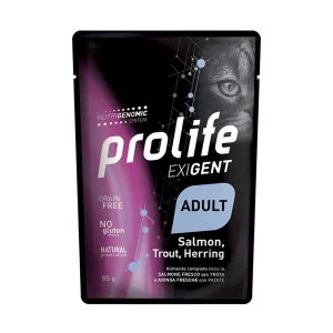 Prolife Exigent adult Salmone, Trota, Aringa & Patate - umido gatto 85g