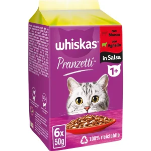 Whiskas Pranzetti in Salsa con Manzo e Agnello 6x50gr