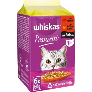 Whiskas Pranzetti Carni Bianche in Salsa con Manzo e Pollo 6x50gr