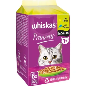 Whiskas Pranzetti Carni Bianche in Salsa con Pollo e Tonno 6x50gr