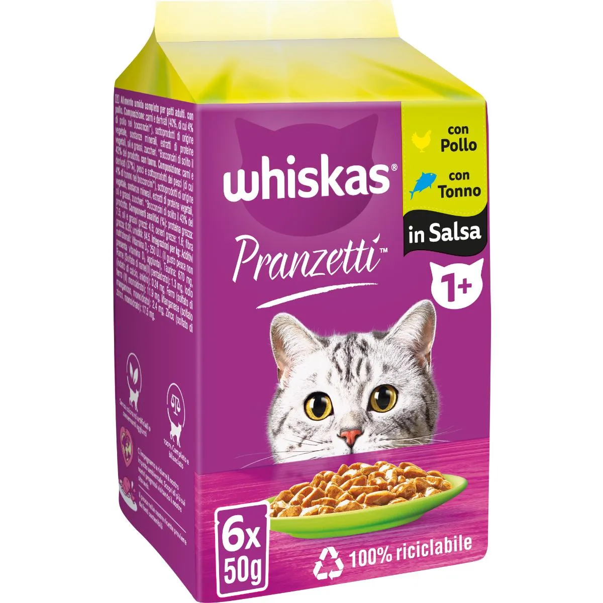 Whiskas Pranzetti Carni Bianche in Salsa con Pollo e Tonno 6x50gr - immagine 2