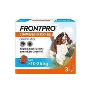 Antiparassitario Compresse Masticabili per Cani Frontline Frontpro da 10 a 25kg 68mg 3pz