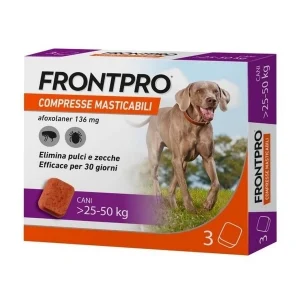 Antiparassitario Compresse Masticabili per Cani Frontline Frontpro da 25 a 50kg 136mg 3pz