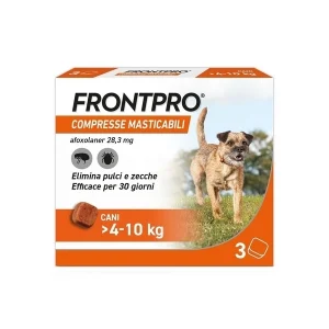 Antiparassitario Compresse Masticabili per Cani Frontline Frontpro da 4 a 10kg 28,3mg 3pz