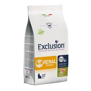 Cibo per Gatti Adulti con Patologie Renali Exclusion Diet Cat Renal Phase II Gusto Maiale, Piselli e Riso 1,5kg