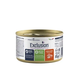 Cibo Umido per Gatti Adulti con Problemi Intestinali Exclusion Diet Cat Intestinal Gusto Maiale e Riso 85gr