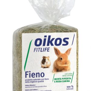 Oikos Fieno con Menta piperita e Rosa canina per Conigli, Porcellini, Piccoli roditori 500gr