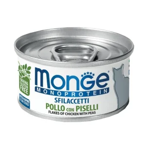 Monge Monoprotein Umido gatto sfilaccetti Pollo con piselli