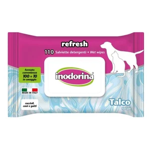 Salviette per Cani e Gatti Detergenti Inodorina Refresh con Talco 110pz